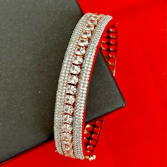 14k Rose Gold Plated Iced Bracelet - Picture 4 of 6